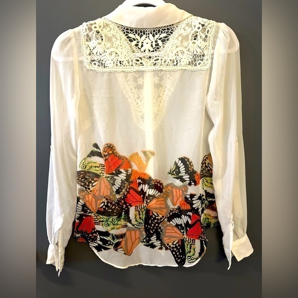 Candies Sheer / Crochet Effect Blouse - Size XS - Picture 3 of 5